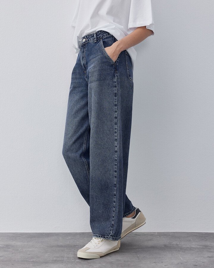 Baloon Fit Jean Koyu Mavi