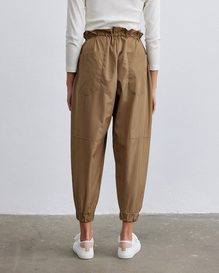 Lastikli Paça Balon Pantolon Camel