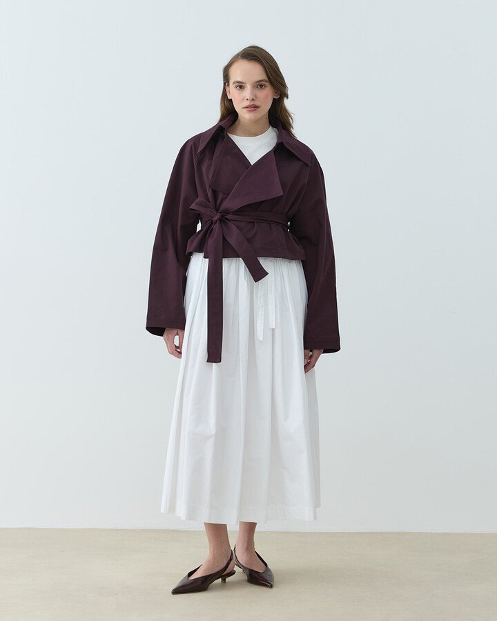 Gabardin Mini Trençkot Mürdüm