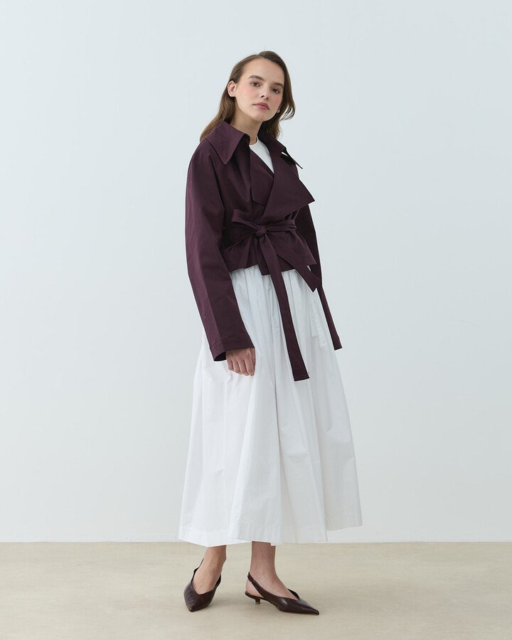 Gabardin Mini Trençkot Mürdüm