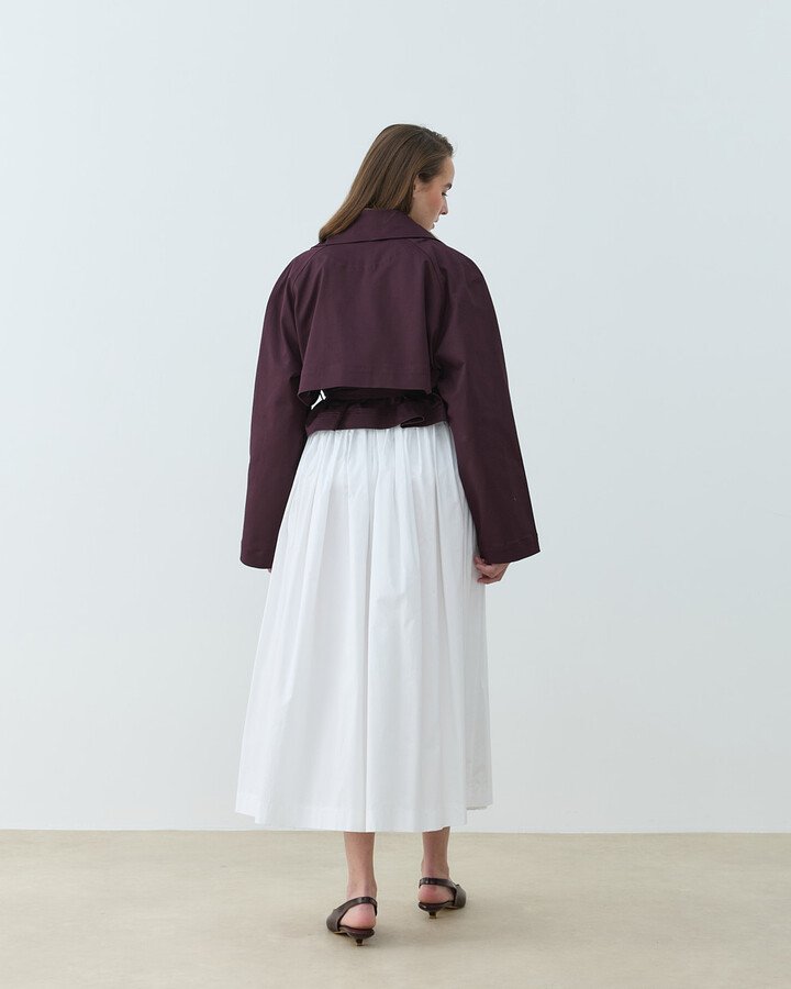 Gabardin Mini Trençkot Mürdüm
