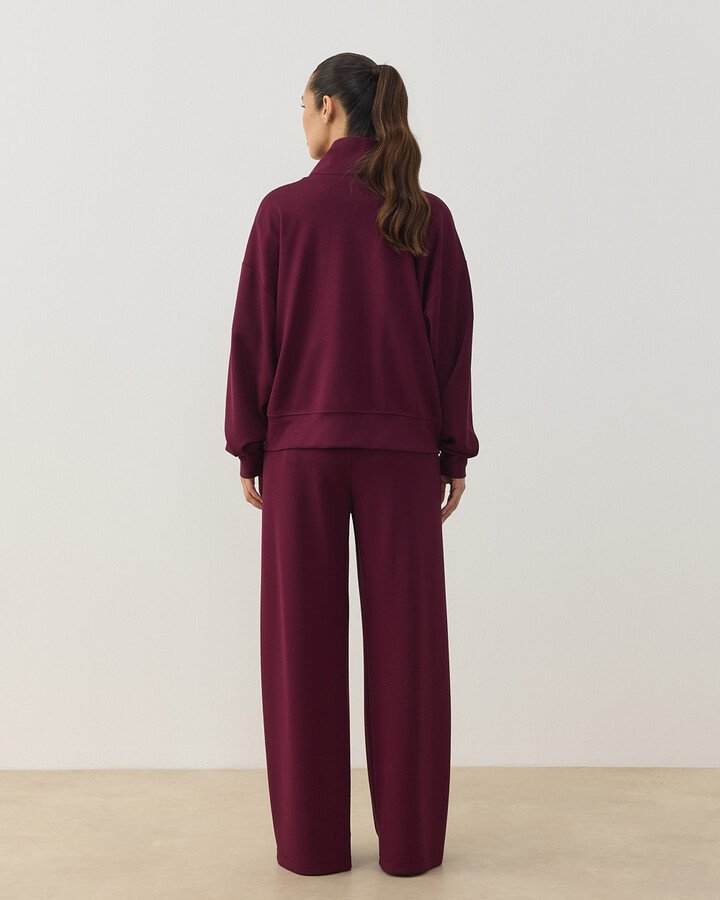 Modal Soft Touch Fermuarlı Sweat Hırka Bordo